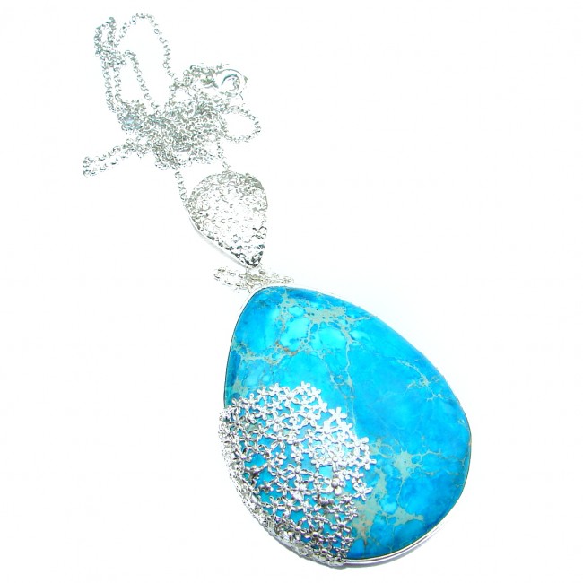 Emily Blue Sea Sediment Jasper oxidized .925 Sterling Silver handmade necklace