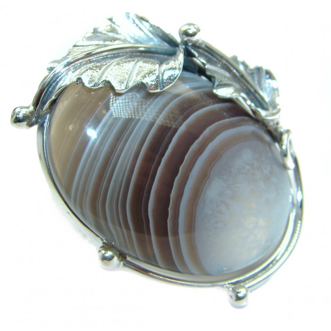 Beauty of Nature Botswana Agate .925 Silver Ring s. 7 adjustable