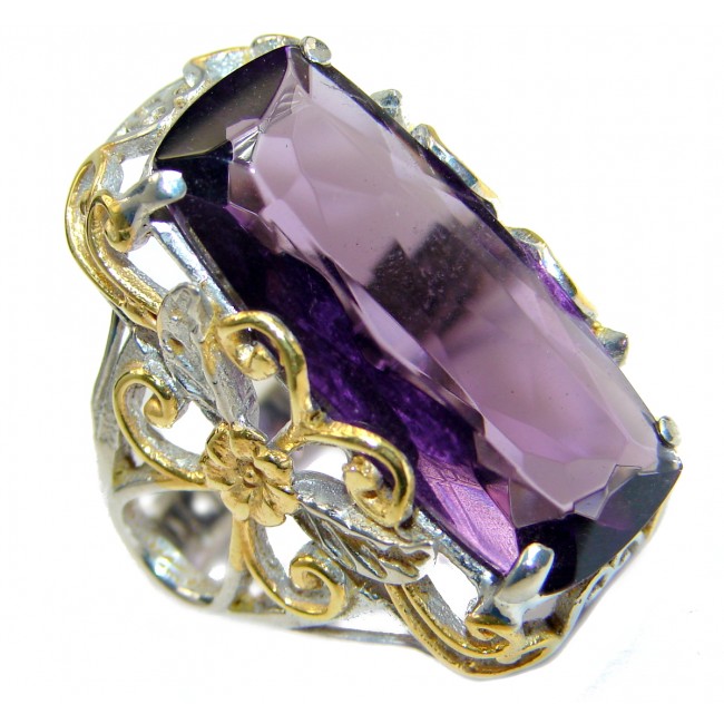 Exotic Lilac Topaz two tones .925 Sterling Silver handcrafted Ring s. 7