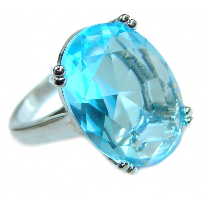 Natural Blue Topaz .925 Sterling Silver handcrafted Ring s. 7