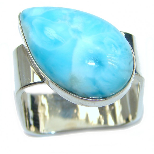 Blue Treasure Larimar .925 Sterling Silver handmade ring s. 9