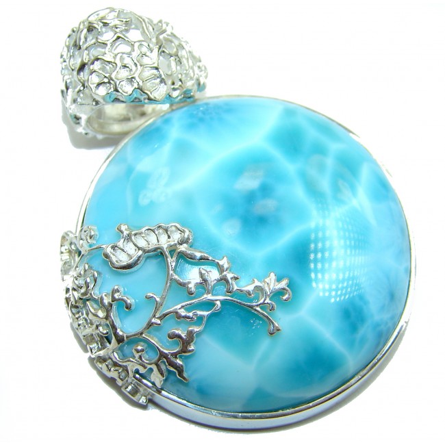 Blue Moon genuine AAAA Larimar .925 Sterling Silver handmade pendant
