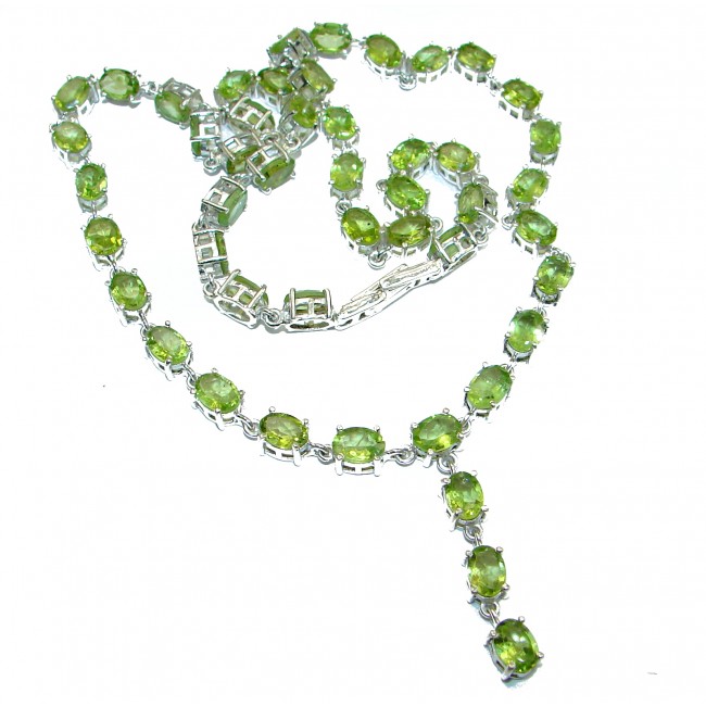 Masterpiece Peridot Rhodium over .925 Sterling Silver handcrafted necklace