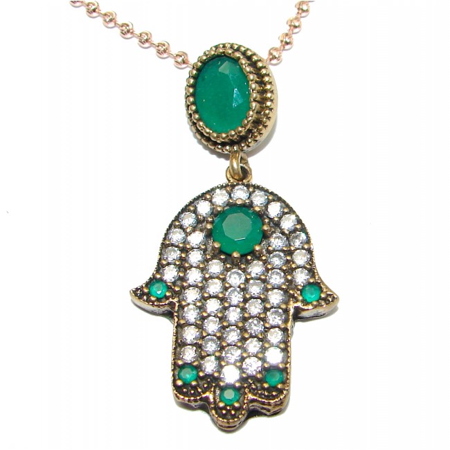 Outstandind Design Hamsa Hand .925 Sterling Silver necklace