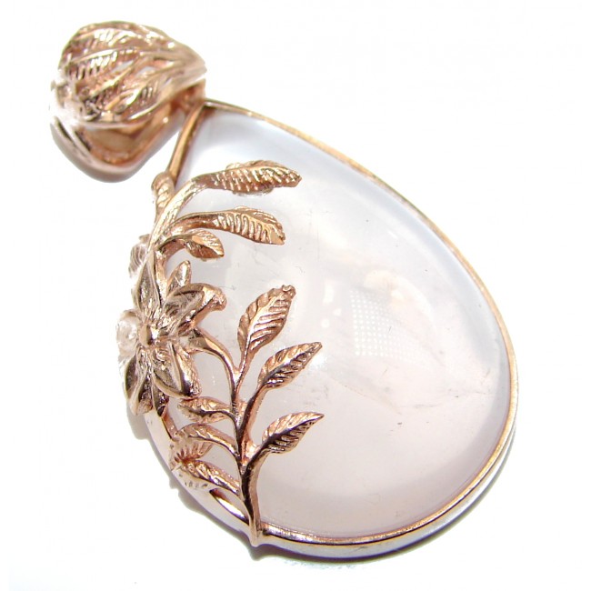 Timeless Beauty Rose Quartz Gold over .925 Sterling Silver handcrafted Pendant