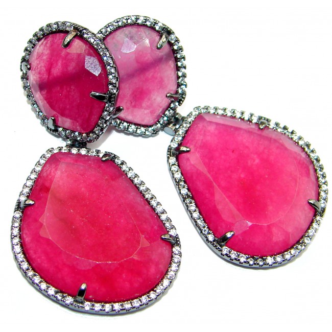Spectacular Ruby color quartz .925 Sterling Silver earrings