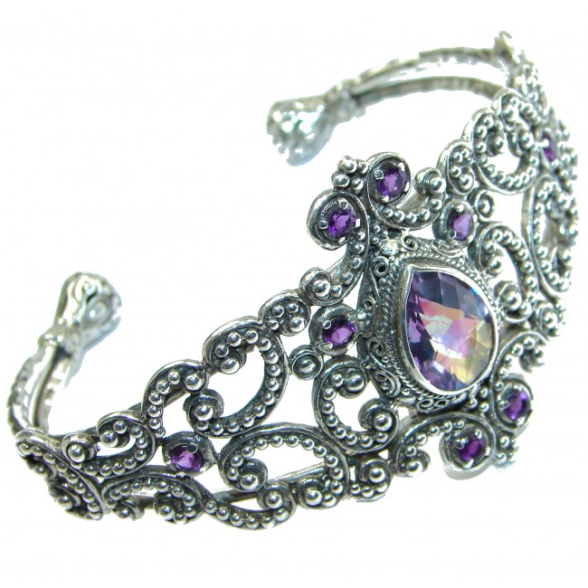 Chunky Luxury Purple Magic Topaz .925 Sterling Silver handmade Cuff/Bracelet