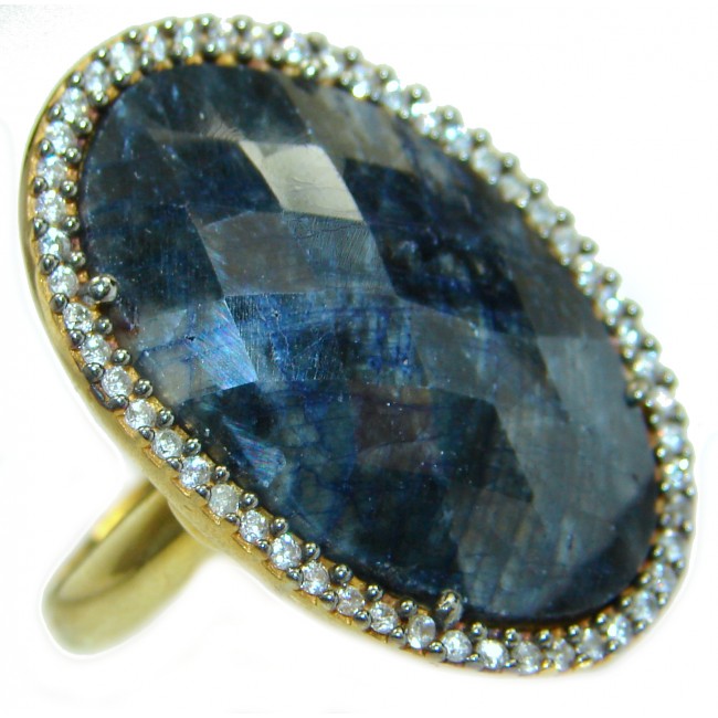 Blue Sapphire 14K Gold over .925 Sterling Silver Ring s. 8