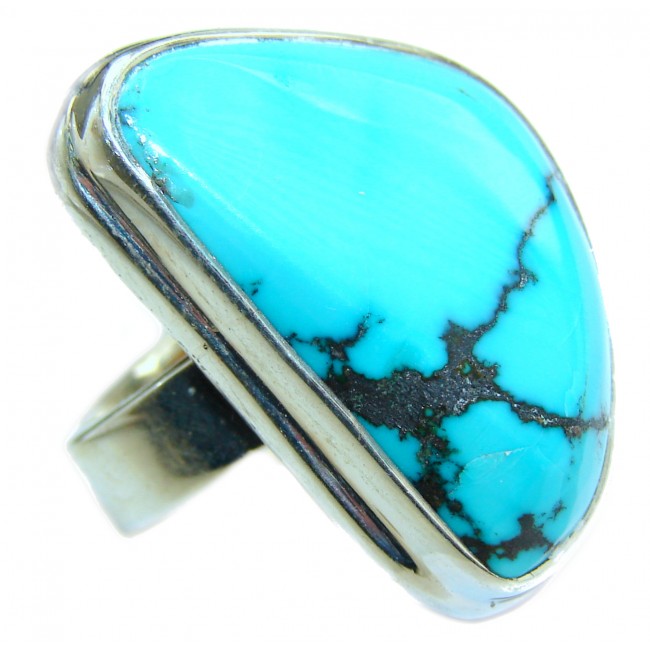 Huge Turquoise .925 Sterling Silver ring; s. 7