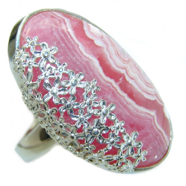 Authentic Rhodochrosite .925 Sterling Silver handmade ring size 7 1/2