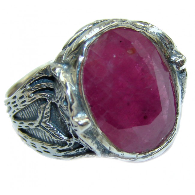 Vintage Design Genuine 25ct Ruby .925 Sterling Silver handmade Ring size 8