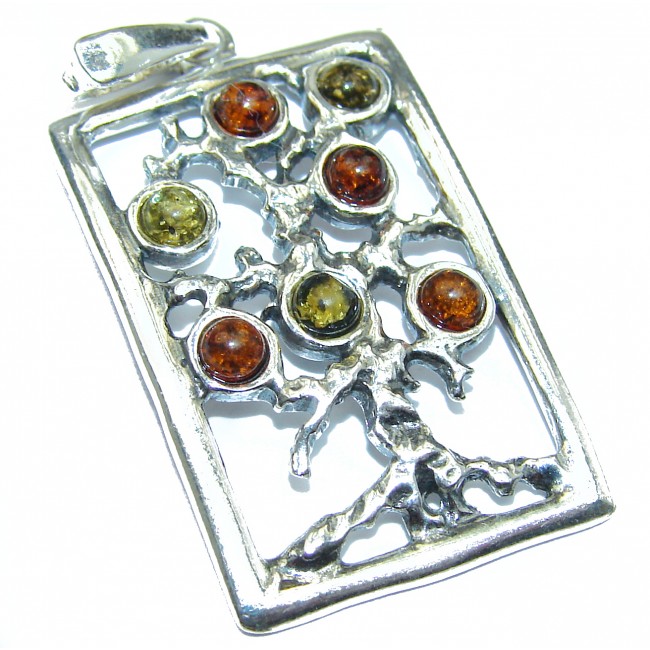 Perfect Family Tree Natural Baltic Amber .925 Sterling Silver Pendant