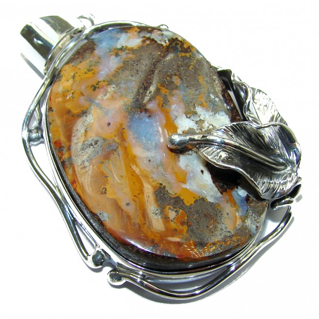 Amazing Authentic Australian Boulder Opal .925 Sterling Silver handmade Pendant