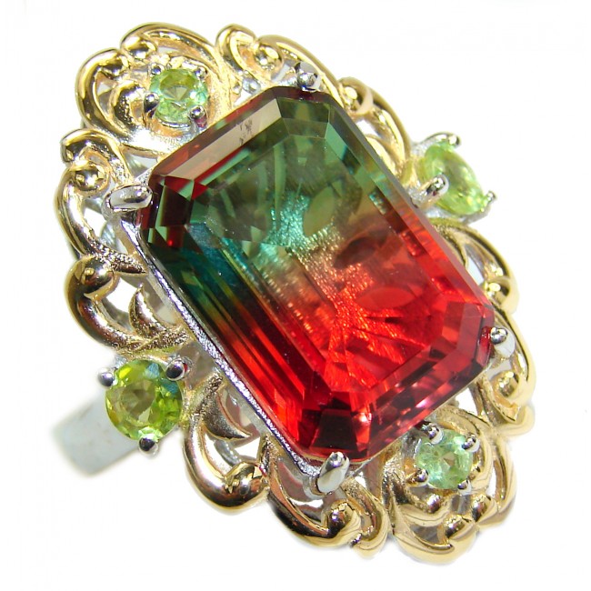 HUGE Top Quality Volcanic Pink Tourmaline color Topaz .925 Sterling Silver handcrafted Ring s. 7 1/2