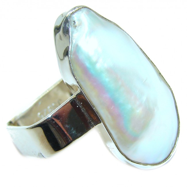 Mother Design Mother Of Pearl .925 Sterling Silver Ring s. 7 1/2