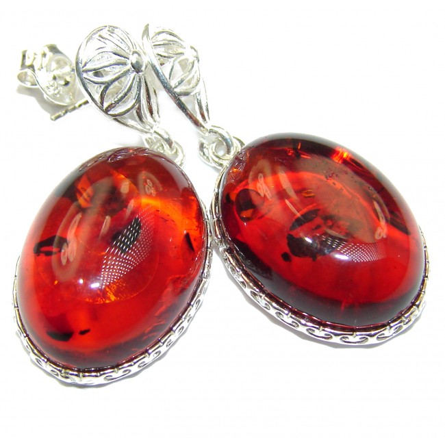 Genuine Baltic Amber .925 Sterling Silver handcrafted Earrings