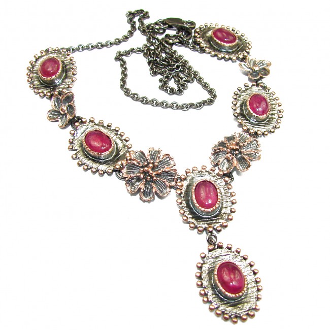 Authentic Ruby Rose Gold Rhodium over .925 Sterling Silver handmade Statement Necklace