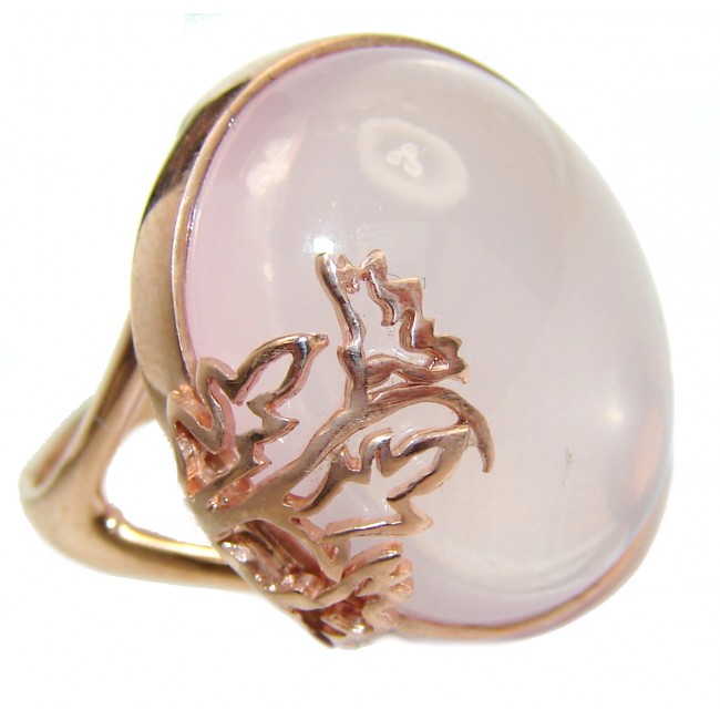 Authentic Rose Quartz 18K Gold over .925 Sterling Silver handcrafted ring s. 7 1/4