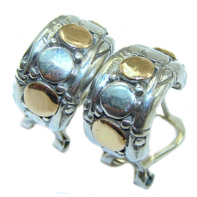 Stunning two tones .925 Sterling Silver Bali handmade earrings