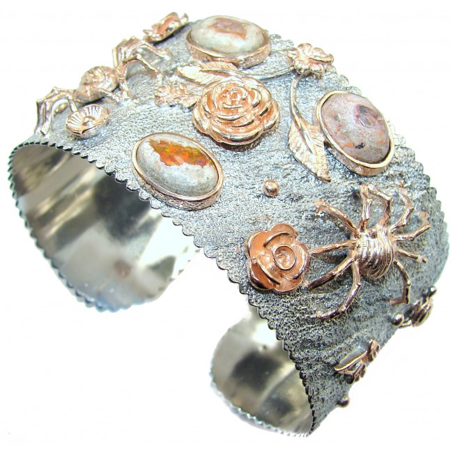Enchanted Forest Mexican Opal Rose Gold Rhodium over .925 Sterling Silver Bracelet / Cuff
