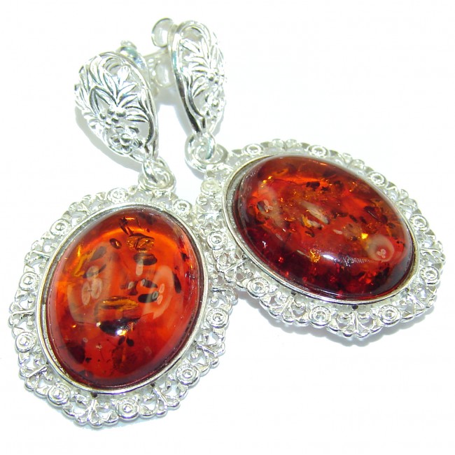 Exclusive Butterscotch Polish Amber .925 Sterling Silver handmade Earrings