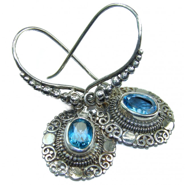 Authentic Amethyst Swiss Blue Topaz .925 Sterling Silver handmade earrings