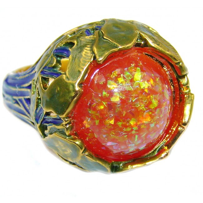 Dichroic Glass .925 Sterling Silver handmade ring size 7 1/4