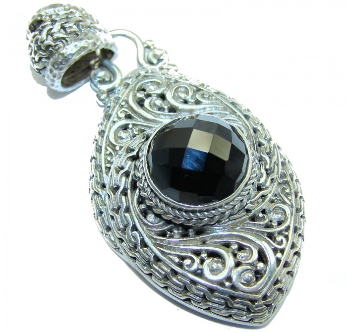 Perfect quality Black Onyx .925 Sterling Silver Handmade Pendant