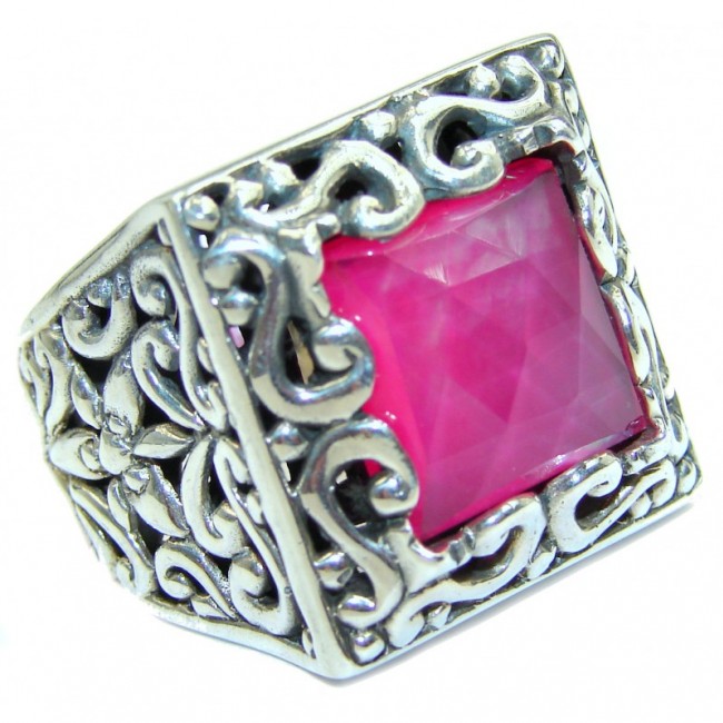 Pink Mother of Pearl .925 Sterling Silver hamdamde Ring s. 8