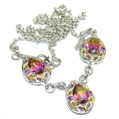 Pear cut Ametrine 18K Gold over .925 Sterling Silver handcrafted necklace