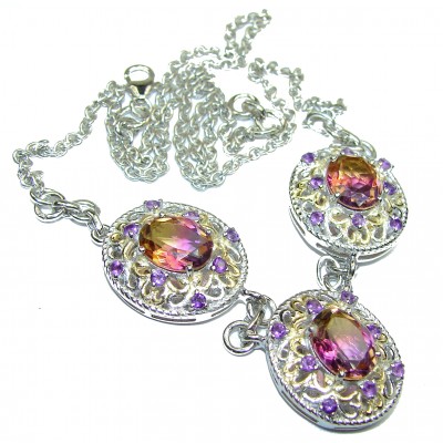 Oval cut Ametrine 18K Gold over .925 Sterling Silver handcrafted necklace
