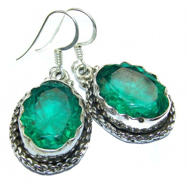 Carved genuine Quartz .925 Sterling Silver handcrafted Earrings
