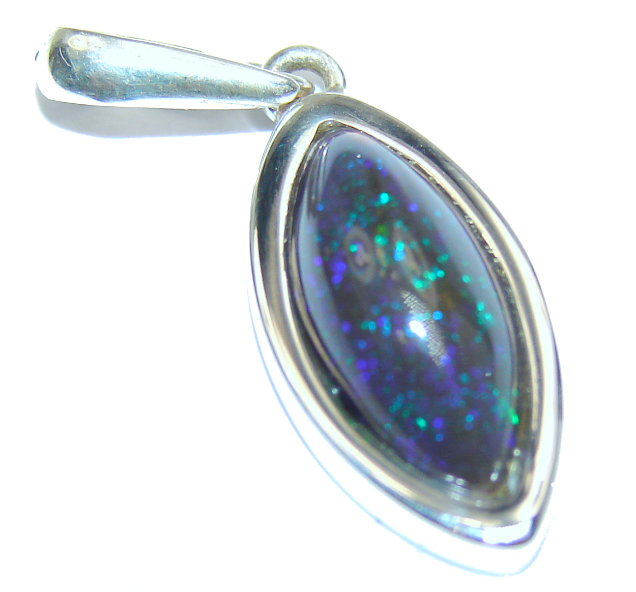 Perfection Authentic Black Opal .925 Sterling Silver handmade Pendant ...