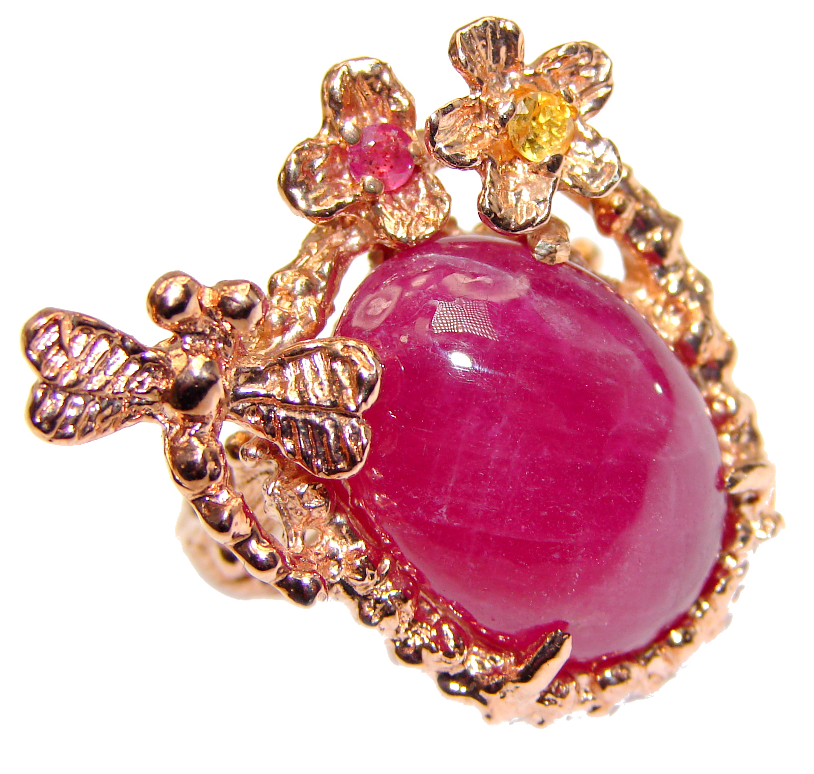 Large genuine Ruby 18K Gold over .925 Sterling Silver ...