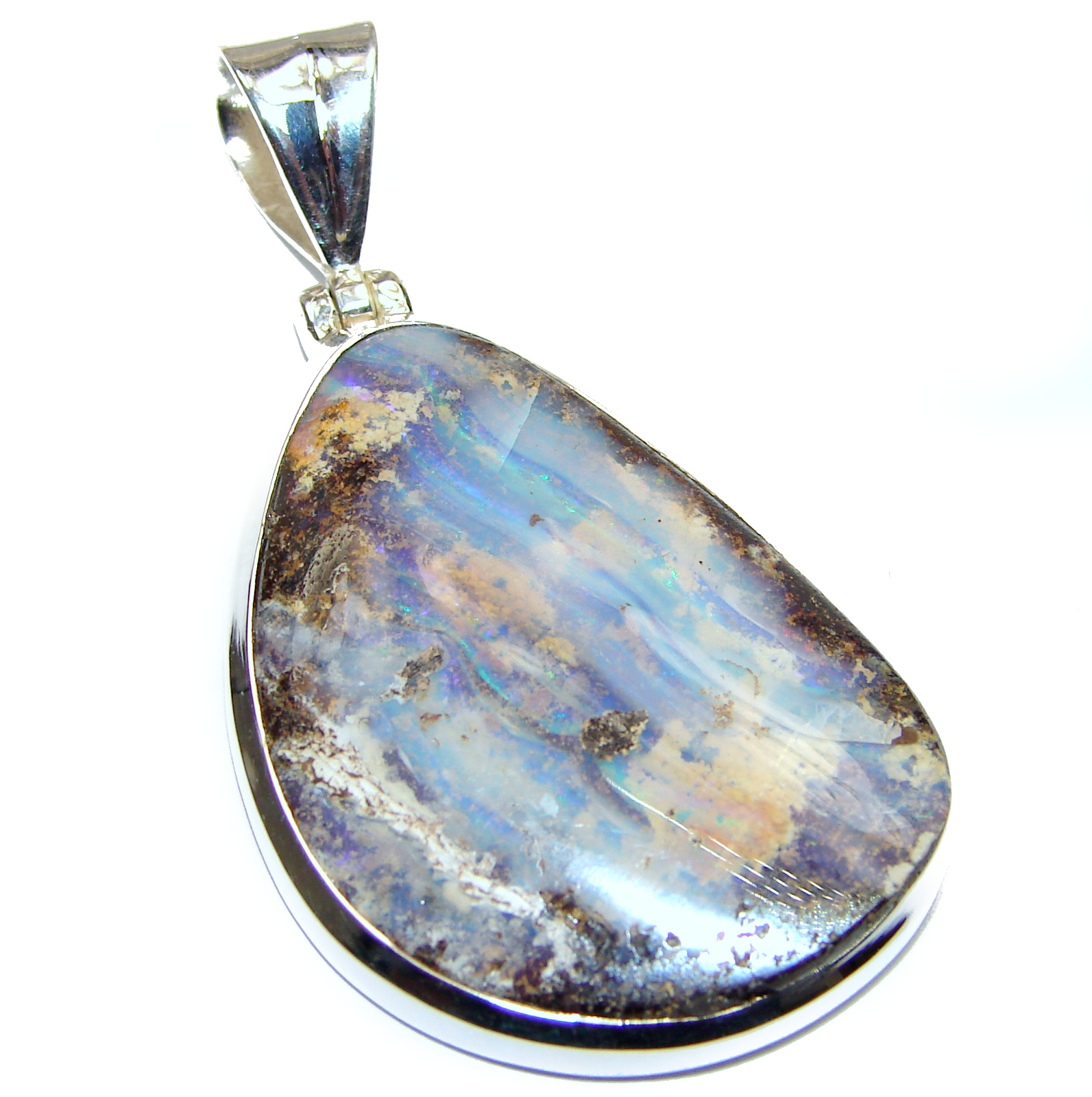 Perfection Authentic Australian Boulder Opal .925 Sterling Silver ...