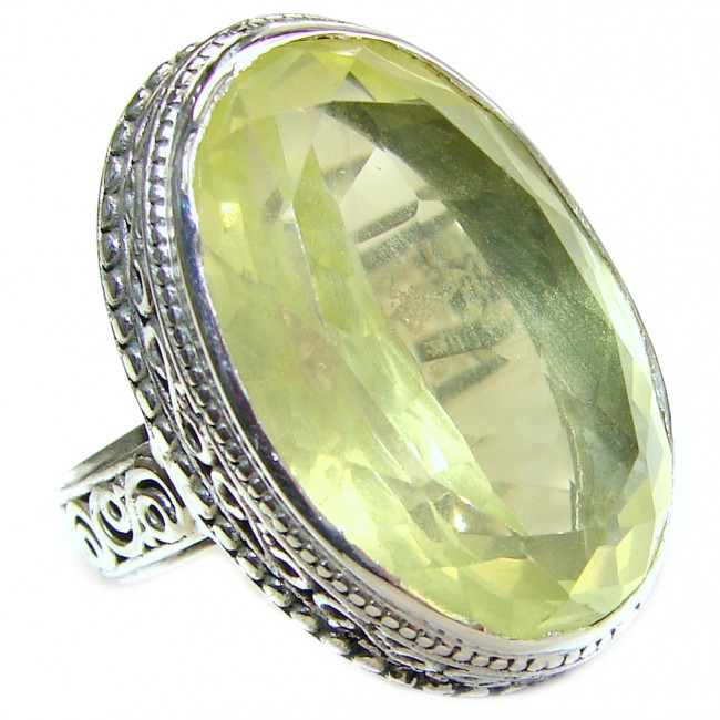 Vintage Style Natural Citrine .925 Sterling Silver handcrafted Ring s. 7