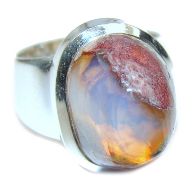 Genuine Mexican Opal .925 Sterling Silver handmade Ring size 5 3/4