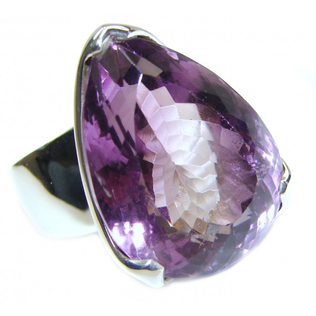 Spectacular 65 CT genuine Amethyst .925 Sterling Silver handcrafted Ring size 7