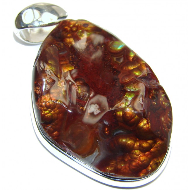 Large Best Quality Authentic Fire Agate .925 Sterling Silver handmade Pendant