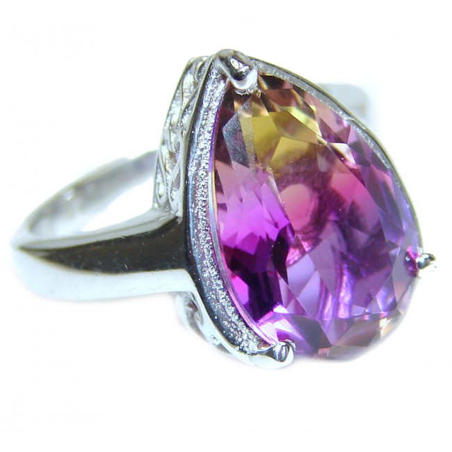 Genuine 25ct Ametrine .925 Sterling Silver handcrafted ring; s. 6 3/4
