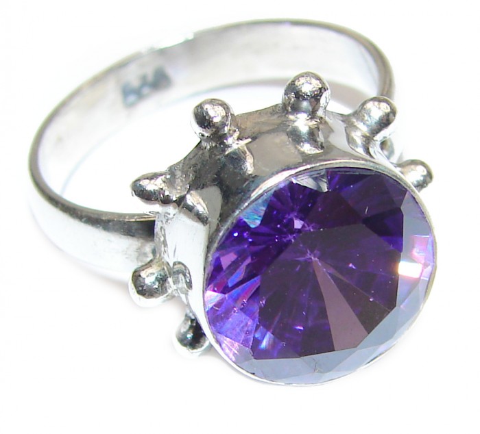 Ultra Fancy Cubic Zirconia .925 Sterling Silver Cocktail ring s. 7 1/4