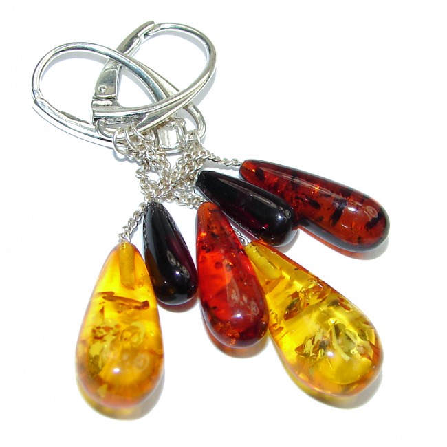 Stylish Authentic Baltic Amber .925 Sterling Silver handmade Earrings