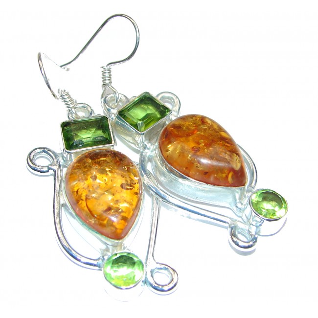 Authentic Baltic Amber .925 Sterling Silver handmade Earrings