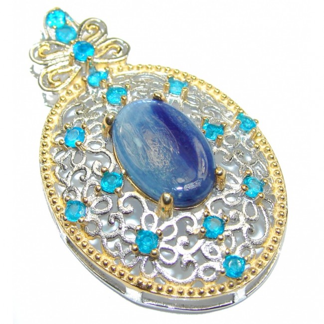 Just Beautiful genuine Kyanite 18K Gold over .925 Sterling Silver handcrafted Pendant