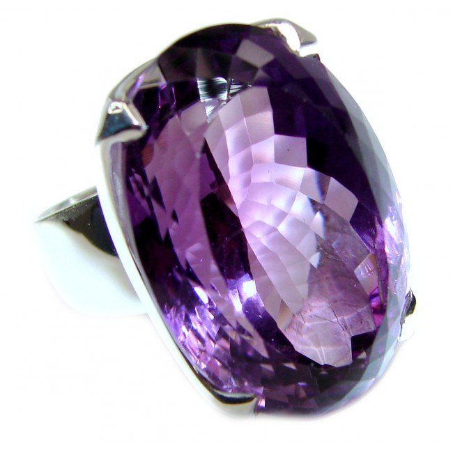 Spectacular Oval cut genuine Amethyst .925 Sterling Silver handcrafted Ring size 8