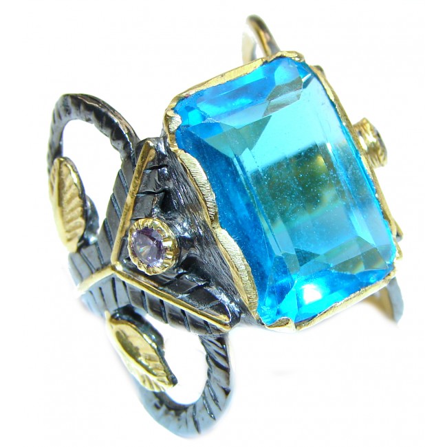 New Design Blue Topaz .925 Sterling Silver handmade ring s. 6