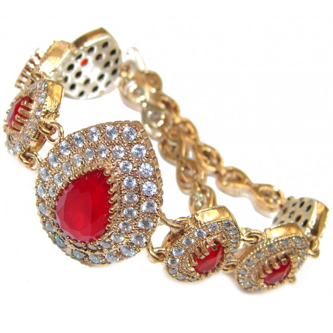 created Red Ruby 14K Rose Gold over .925 Sterling Silver handcrafted Bracelet