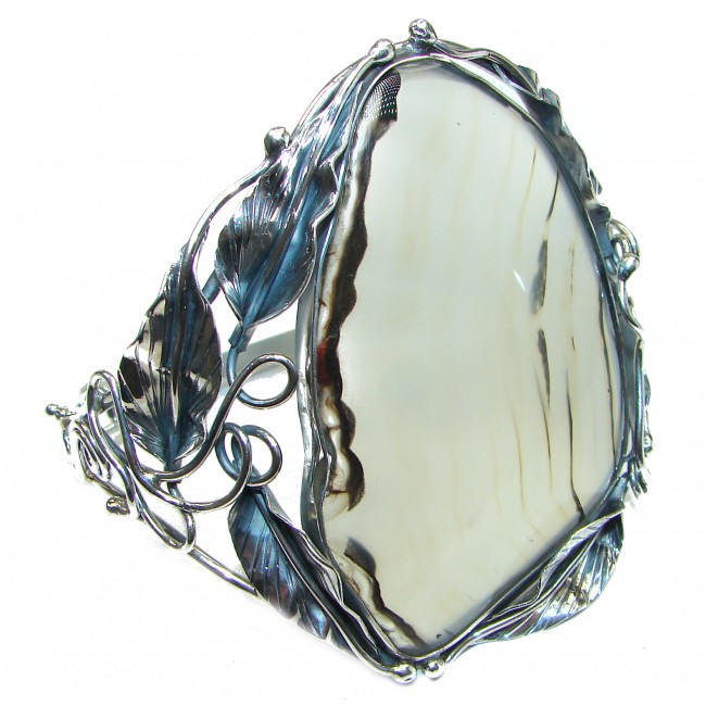 Huge Botswana Agate oxidized .925 Sterling Silver handcrafted Bracelet