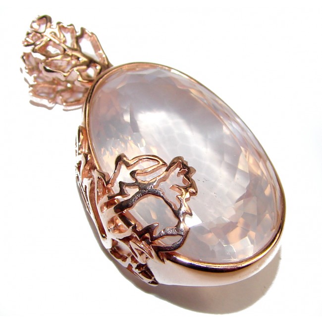 Perfect faceted Rose Quartz 24K Rose Gold over .925 Sterling Silver handmade pendant