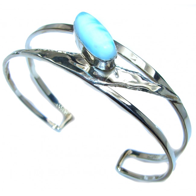 Modern Design Blue Larimar .925 Sterling Silver handcrafted Bracelet / Cuff